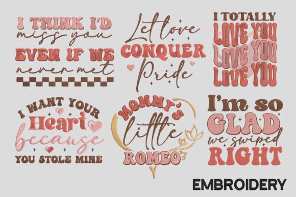 6 Embroidery Valentine Designs