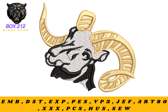 Adorable Ram Face Embroidery Design