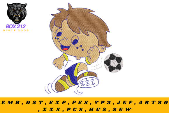 Boy with Ball Embroidery Design