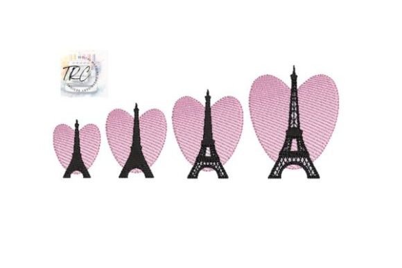 Eiffel Tower Heart Embroidery Design