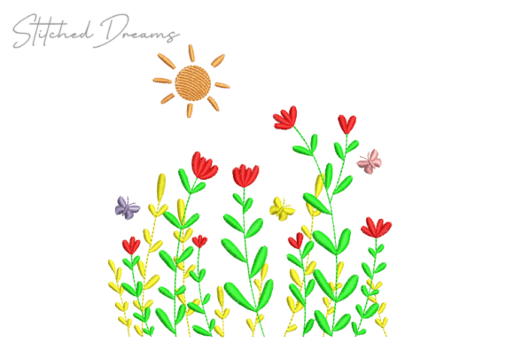 Flowers Under the Sun Digital Embroidery