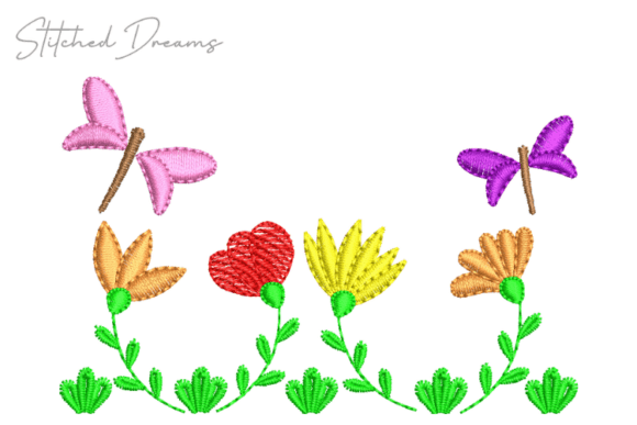 Fluttering Blooms Embroidery Design