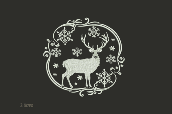 Graceful Snow Deer Embroidery